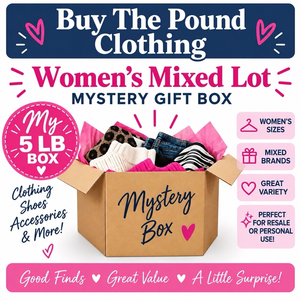 5 LB Women’s Clothing Mystery Box Mixed Brands Reseller 8-12 Pieces Girls Gift